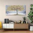 Belmrxne Tree Wall Art White and Gold Wall Decor for Living Room Aesthetic Canvas Painting Modern Wall Prints Dining Room Bedroom Artwork 24x48 Inches