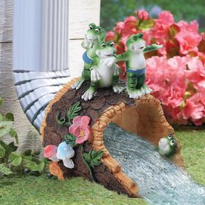 Pandaxing Frog Statue Gutter Downspout Extensions, Rain Gutter Downspout Splash Block Extender Cover Sculpture Decorative, 3" 4" for Type A