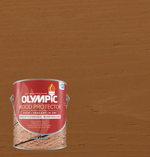 Olympic Wood Protector 1 Gallon SC-1014 Cedar Solid Exterior Stain Plus Sealer in One, 716 CDR GL 53113A/01 