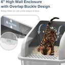 Enclosed Stainless Steel Cat Litter Box with Lid Extra Large Litter Box for Big Cats XL Metal Litter Pan Tray with High Wall Sides Enclosure, Non-Sticky, Anti-Leakage, Easy Cleaning (6" Deep Light Grey)