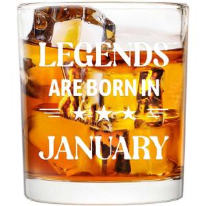 Futtumy Legends Are Born In January, 10 Oz Whiskey Glass, Birthday Gifts for Men, January Mens Birthday Gifts, 40th 50th 60th Mens Birthday Gift Ideas for Dad Grandpa Husband Son Uncle Coworkers