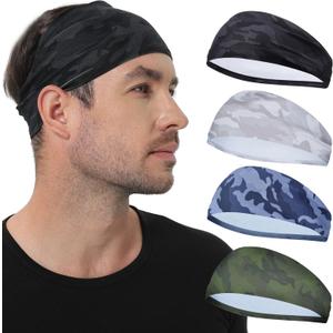 Sports Headbands for Men and Women,4 or 5Pack,Mens sweatbands for Moisture Wicking,Suitable for Fitness,Running,Cycling (One Size)