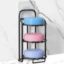 3-Tier Shower Soap Shampoo Bar Holder, Self Adhesive & Freestanding Draining Bathroom Soap Dish Caddy for Bathroom Wall Accesories Decor (Black)