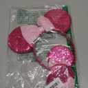 Mouse Ears Bow Sequin Headbands and Clips, Hot Pink, for Girls Women Adult Kids, Hair Accessory for Birthday Christmas Party Cosplay