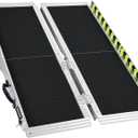 Wheelchair Ramp 4FT, Anti-Slip Aluminum Folding Handicap Portable Ramp, Wheelchair Ramps for Home Steps, Stairs, Doorways, Scooter Ramp (4FT [Using height 4-12 inch])