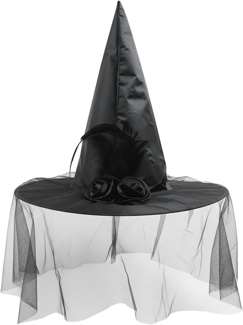 Halloween Witch Hat Costume Accessory Women Hats for Halloween Party Cosplay (Black)