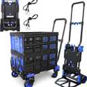 2-in-1 Folding Hand Truck with 2 Folding Basket,330lbs Capacity Heavy Duty Hand Truck,with Telescoping Handle and Rubber Wheels,Portable Dolly Cart with Bungee Cords for Moving, Travel,Shopping