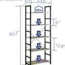 NUMENN 5 Tier Bookshelf, Tall Bookcase Shelf Storage Organizer, Modern Book Shelf for Bedroom, Living Room and Home Office, Grey