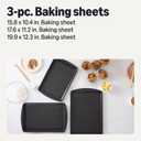 Amazon Basics Nonstick Baking Sheets 3-Piece Set, Stackable to Save Space, Dishwasher and Oven-Safe up to 428F