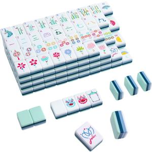 160 Acrylic 4 Layer Engraved American Mahjong Tiles Set with Carrying Bag and Accessories, 1.26 Mahjong Tile Set (Green)