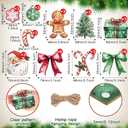 2 x Yookeer 36 Pcs Christmas Wood Ornaments Christmas Tree Santa Claus Candy Cane Gingerbread Man Bow Hanging Ornaments Vintage Farmhouse Xmas Decoration Tags with Rope Decor