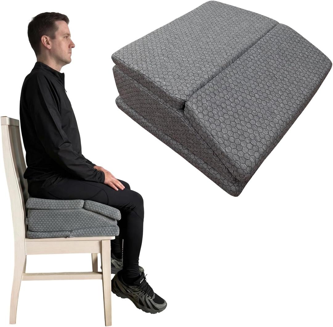 7.5" Extra Thick Hip Replacement Recovery Aids Seat Cushion, 3-Layer Adjustable Height Hip Surgery Recovery Must Haves for Post Surgery, High Support Wedge Chair Pillow for Office & Car