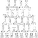 Mumufy 30 Pcs Glass Crystal Taper Candle Holders Clear Glass Candlestick Holder Fit 0.8 Inch Candles Crystal Decorative Candle Stand Centerpiece Table Wedding Dining Party(Clear)