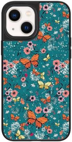Ehreus Floral Butterfly Pattern Phone Case for iPhone 13 - Slim Shockproof Hard Shell with 5ft Drop Protection, Cute Aesthetic Phone Cover, Gift for Teens and Women