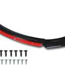 Universal front bumper lip 4 ps kits, spoiled splitter 2layer lip glossy black with red tongue.
