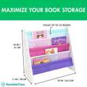 Humble Crew Kids Bookshelf, 4-Tier Front-Facing Book Display Organizer, Montessori Toddler Bookcase for Playroom, Bedroom & Reading Corner, White/Pink/Purple/Blue, 25"W x 11"D x 24"H