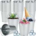 Mini Metal Buckets with Handles Galvanized Buckets 3.15 Inch Mini Container Pails for Metal Tin Plant Holder Pail for Wedding Decoration Party Favor(Silver,28 Pcs)