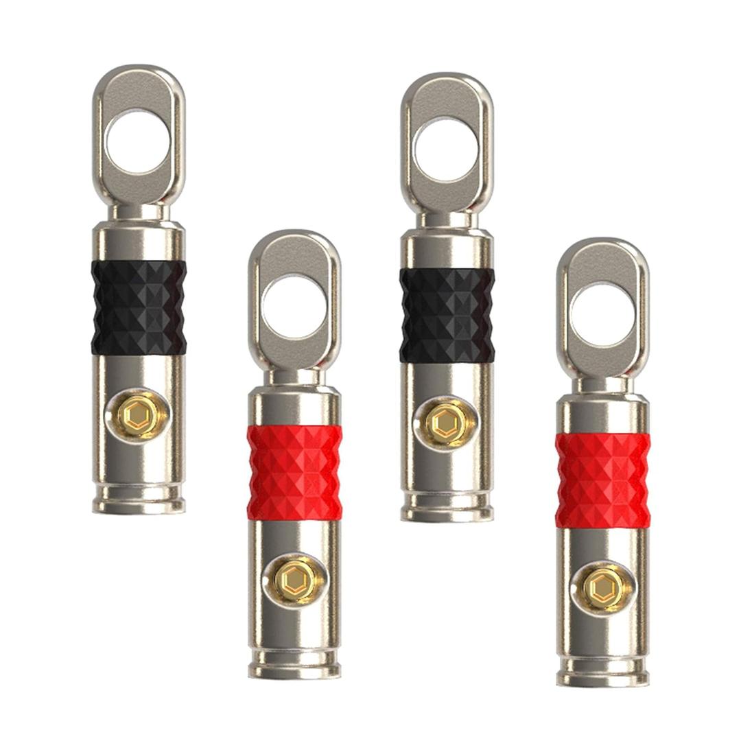 True Copper 8 AWG Gauge Set Screw Battery Wire Connectors Ring Terminals (Nickel Plated)