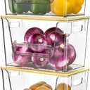 Delamu 3 Pack Pantry Organizers and Storage,Trash Bag Dispenser with Bamboo Top,Stackable Trash Bag Dispenser Under Sink Organizer for 4-30 GalBags,Onion,Potato,Fruits,Clear