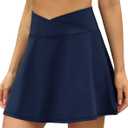 LouKeith Tennis Skirts for Women Pleated Crossover High Waisted Athletic Workout Golf Skorts Skirts with Shorts Pocket (Blue, S)