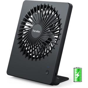 FARADAY Small Table Fans Rechargeable Portable 180°Tilt Folding Desk Fans Battery Operated Personal Fan Ultra Quiet For Home Bedroom Office Desktop, 3 Speeds (Black)