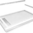 CKB 60" x 32" Shower Base, Left or Right Drain, Removable Aluminum Flange (Zero/Single/Dual Threshold), Pre-Sloped Design, Fiberglass Shower Pan, 304 Stainless Steel Grate Drain Cover, White