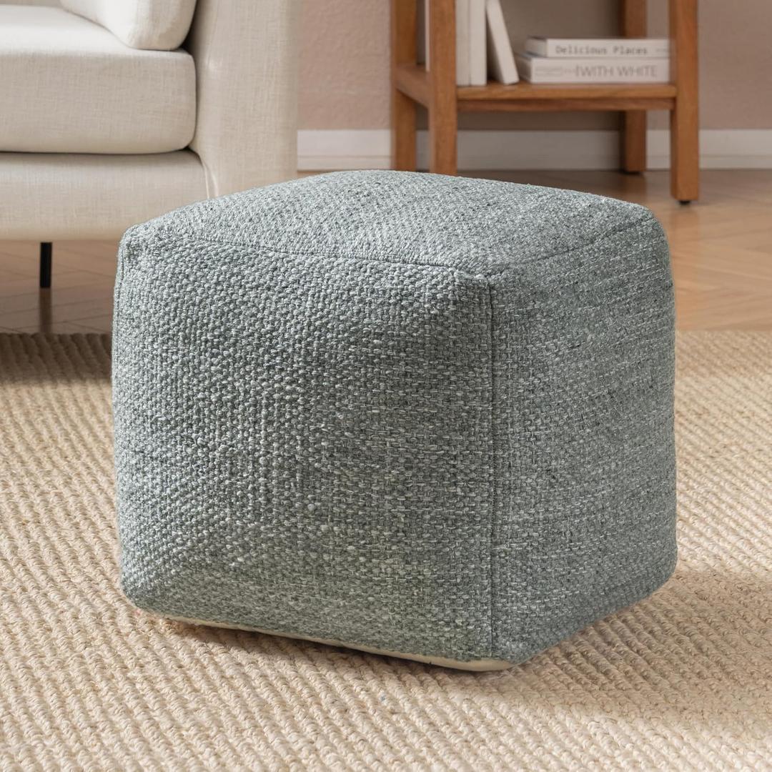 Anji Mountain 16" H x 16" W Handmade Pouf Ottoman for Living Room & Couch