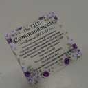 The Ten Commandments Acrylic Plaque, Bible Verse Inspirational Wall Art, Exodus 20:3-17 Scripture Home Decor, Christian Gift Floral Decor, Religious Keepsake Gift for Home, Office & Church,XXD103