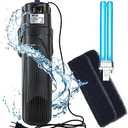 COOSPIDER Aquarium Filter Sun JUP-01 for 40-80 Gallon Tank Clear, U-V Fish Tank Green Clean Machine Submersible Pump w/ 1 Spare Bulb + 2 Replace Filter