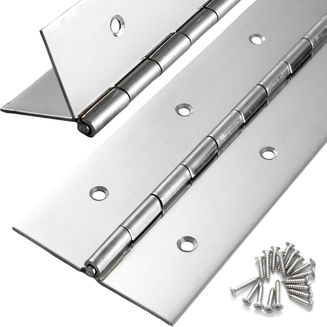 2 Pcs Heavy Duty Piano Hinge 36 Inch x 3 Inch Width, True 0.060'' Thick Stainless Steel Piano Hinge for Heavy Duty Cabinet, Door, Toolbox, Wooden Box, Metal Plate, Furniture, Industrial Project