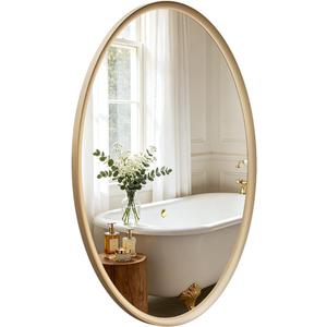 USHOWER Brushed Gold Oval Bathroom Mirror, 24x36 Inch Oval Mirror
Vanity Wall Mirror, Wide Inner-Curved Aluminum Framed, HD Tempered Glass, Moisture & Rust Resistant, for Bedroom, Entryway