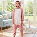 Kids Onesie Animal Costume Christmas Costumes Unisex One Piece Cosplay Suit for Boys and Girls (Pink)