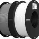 Creality 3D Printer Filament, PLA Filament 1.75mm Bundle for 3D Printing, Ender PLA Filament 3D Printers, No-Tangling, Strong Bonding & Overhang Performance, Accuracy +/- 0.02mm (White & Grey 2-Pack)