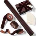 Ctosree Matte Brown Kraft Wrapping Paper 32.81 ft with 45 ft Velvet Ribbon 12 Gift Tags Solid Color Gift Wrapping Paper Roll for Graduation Mothers Father's Day Wedding Birthday Gifts