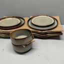 TheTerra Ceramic Dinnerware Sets for 6, 18 Pieces Handmade Reactive Glaze Plates and Bowls Set, Scratch Resistant Dish Set, Oven & Microwave & Dishwasher Safe, Coca Mocha