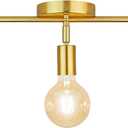 3-Lights Track Lighting Fixtures, Flush Mount Gold Ceiling Light Kit, Ceiling Spotlight with Adjustable E26 Light Heads, Complete Track Lights for Counter or Studio, Bulbs not Included