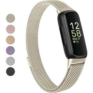 Vanjua for Fitbit Inspire 3 Bands Women Men, Stainless Steel Metal Mesh Loop Adjustable Magnetic Wristband Replacement Straps Compatible with Fitbit Inspire 3 Fitness Tracker