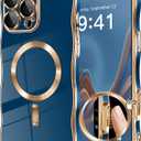 GVIEWIN for iPhone 16 Pro Max Case Compatible with MagSafe, Upgraded [Full Camera Protection][Cute Wave Frame][Military Grade Protection] Electroplated Soft Phone Cover for Women Girl, Blue