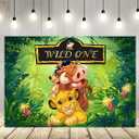 Lion King Backdrop for Birthday Party Supplies Jungle Safari Photo Backgrounds Wild One Theme Baby Shower Banner 59x38in