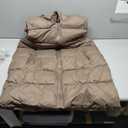 Beige unbranded women's long hooded puffer vest 3XL
