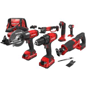 CRAFTSMAN V20 Power Tool Combo Kit, 7-Tool Cordless Power Tool Set with 2 Batteries and Charger (CMCK700D2)