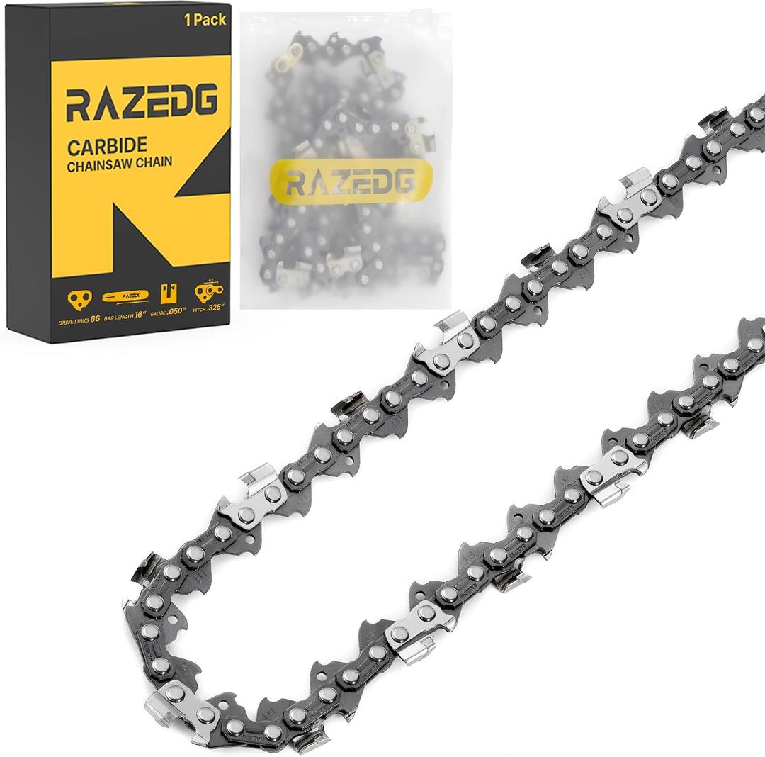 16 Inch Carbide Chainsaw Chain, .325" Pitch, .050" Gauge, 66 Drive Links, Fits Husqvarna 435, 435E, 550XP Mark II, 545 Mark II, 55 Rancher, 16" .325" .050" 66DL - 1 Carbide Chain