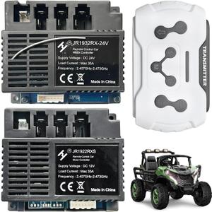 JR1932RX-24V Power Wheels Control Box with Remote Control,24Volt High Power Receiver for Ride On Upgrade Replacement Parts,Power Wheels Control Board Conversion Kit