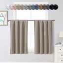 Stone Cafe Blackout Curtains 36 Inch Length 2 Panels Set, Soft Solid Thermal Insulated Room Darkening Small Window Curtains for Kitchen Bathroom Basement, Stone, Each, 40" Wx36 L
