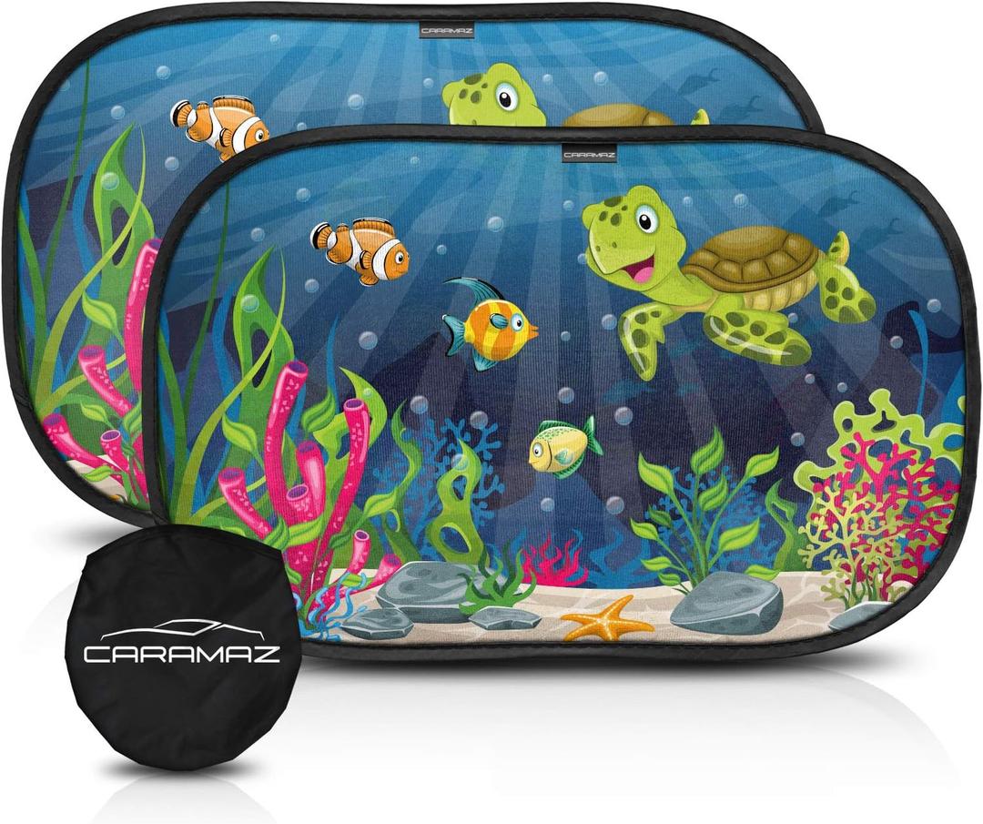 Car Window Shade for Baby with Certified UV-Protection 2 Pack - 20"x12" (Ocean light)