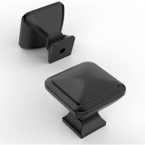 Amerdeco 10 Pack Matte Black Square Kitchen Cabinet Knobs Cabinet Hardware Single Hole Cabinet Pulls Drawer Knobs and Pulls for Bathroom Cabinets ZH0019