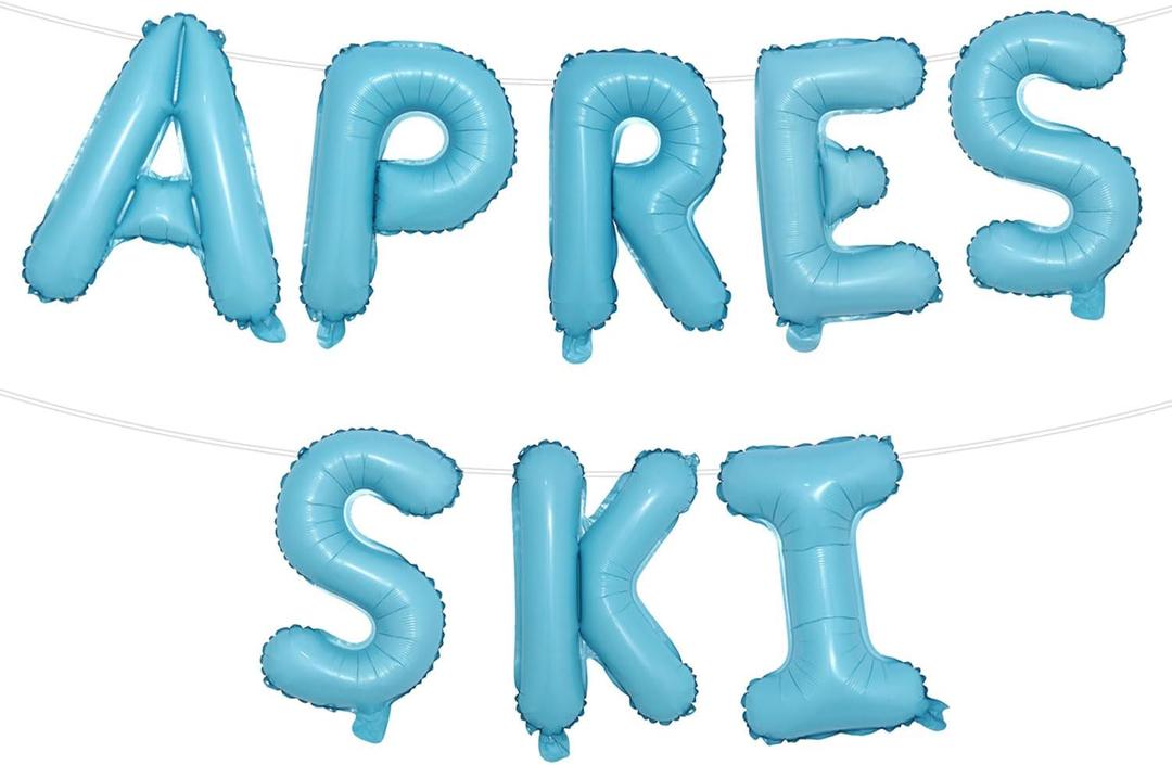 Apres Ski Foil Balloon Banner Blue Ski Themed Party Decorations Snow in Love Apres Ski Bridal Shower Banner Decor for Winter Snow Wedding Engagement Bachelorette Party Decor Supplies