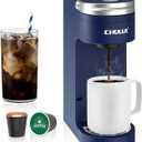 CHULUX Slim Single Serve Coffee Maker for K Pods, One Cup Coffee Maker Fits 7.3" Travel Mugs, Coffee Machine with 6 to 12oz Brew Sizes, Navy Blue