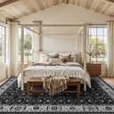 Rugxara 8x10 Washable Area Rug for Living Room, Extra Large Black Vintage Boho Rugs for Office, Kids Room, Farmhouse, Durable Low Pile Non Slip Carpet for High Traffic AreasBlack 8x10