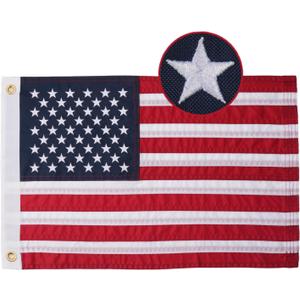 AZCOVER American Flag 12x18 Inch, USA Boat Flag for Outside, Nylon Small American Flags with Embroidered Stars Sewn Stipes and Brass Grommets for Marine UTV Yacht